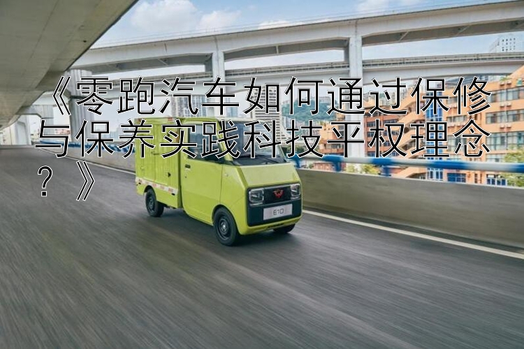 《零跑汽车如何通过保修与保养实践科技平权理念？》